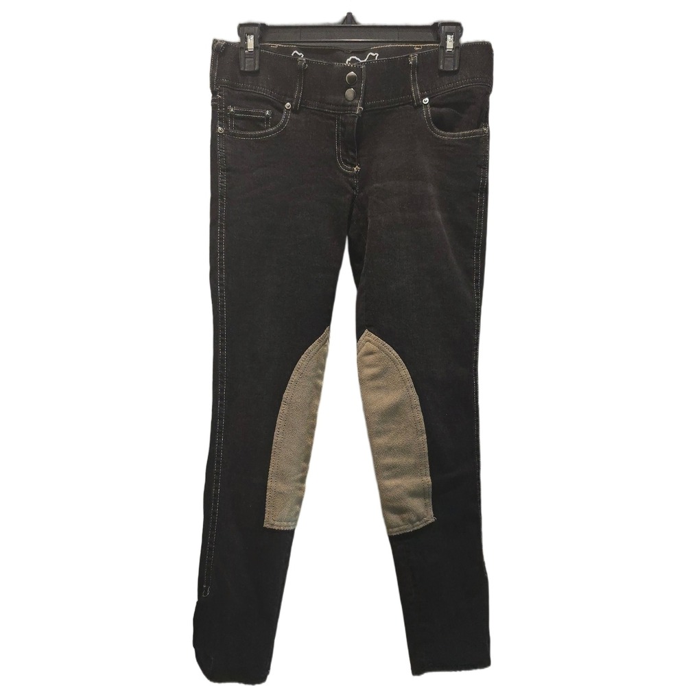 Goode Rider Equestrian Breeches Dark Wash Denim Knee Patch Riding Pants 26R